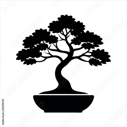 Bonsai tree silhouette vector illustration