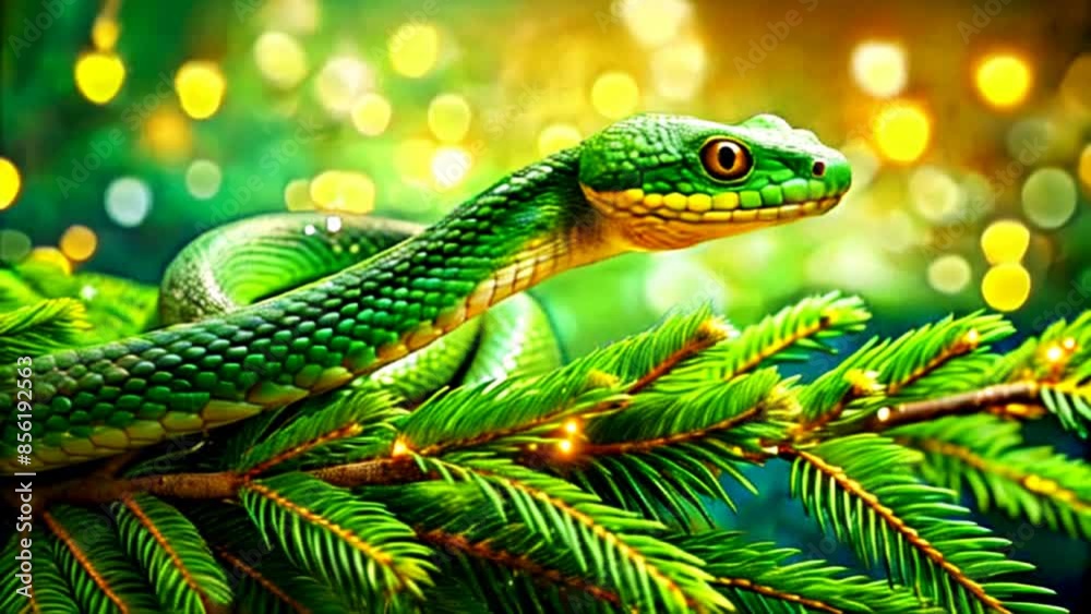A cute green Wooden Snake. Green Tree Snake. Year 2025. Year of the snake, horoscope, symbol of the year