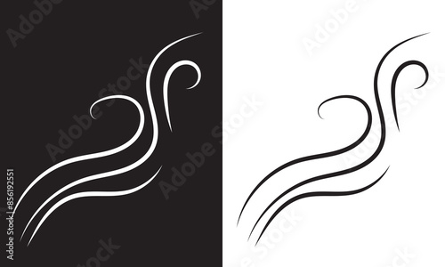 Wind doodle blow, gust design isolated on white and black background. vector. EPS 10