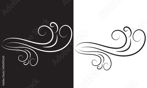 Wind doodle blow, gust design isolated on white and black background. vector. EPS 10