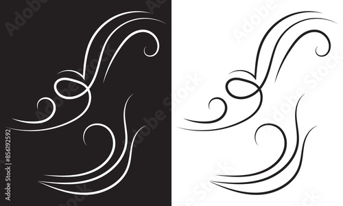 Wind doodle blow, gust design isolated on white and black background. vector. EPS 10