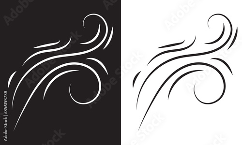 Wind doodle blow, gust design isolated on white and black background. vector. EPS 10