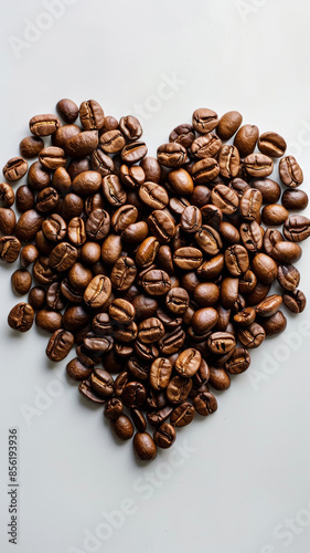 Heart-Shaped Coffee Beans on White