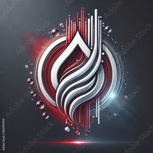 Futuristic water logo with vibrant fluid lines photo