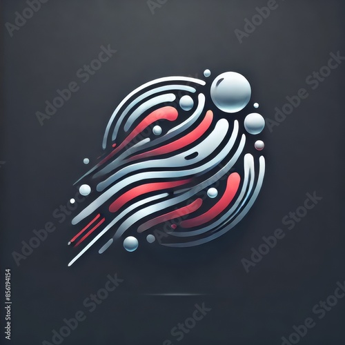 Futuristic water logo with vibrant fluid lines photo