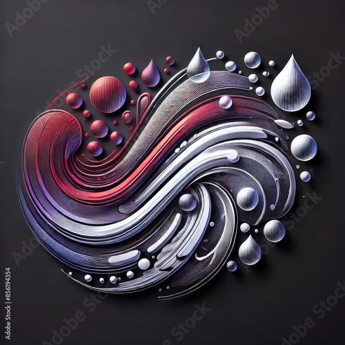 Futuristic water logo with vibrant fluid lines photo