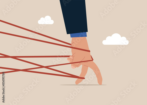Human hand trying to run away with full effort. Business in difficulty. Vector illustration