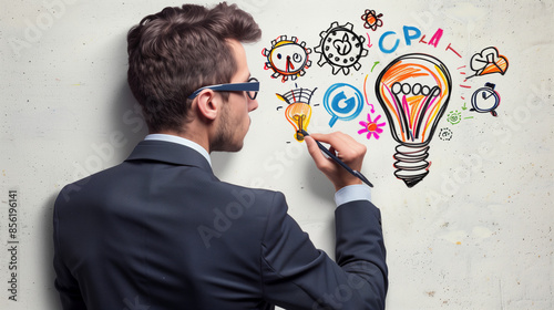 man drawing bulb