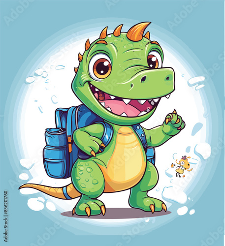 Vector cute trex dinosaur wearing a graduation hat and a lot of book illustrations with AI