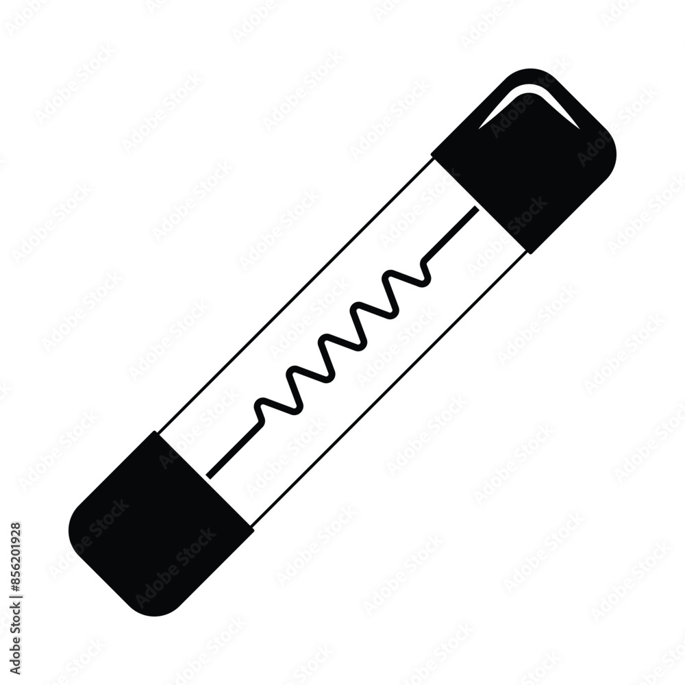 Electrical fuse vector icon. Safety component with realistic design elements. For technical illustration. Black silhouette. Electrical fuse vector icon. Safety component with realistic design elements. For technical illustration. Black silhouette.