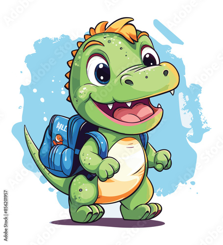 Vector cute trex dinosaur wearing a graduation hat and a lot of book illustrations with AI