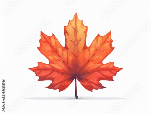 Autumn Maple Leaf on White Background Generative AI
