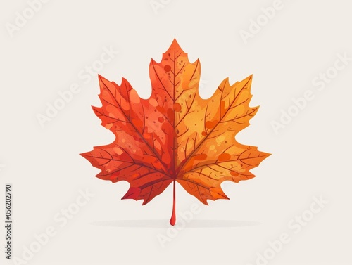 Autumn Maple Leaf on White Background Generative AI