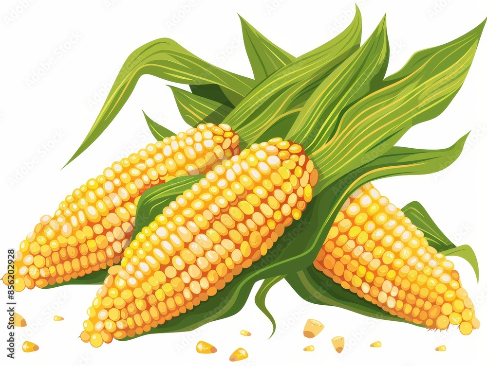 Obraz premium Fresh Corn on White Background for Foodie Designs Generative AI
