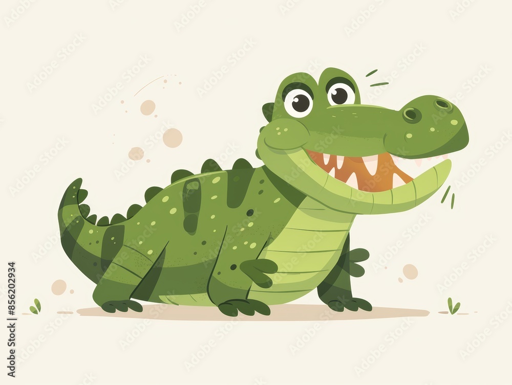 Naklejka premium Adorable Crocodile on White Background for Kids Generative AI