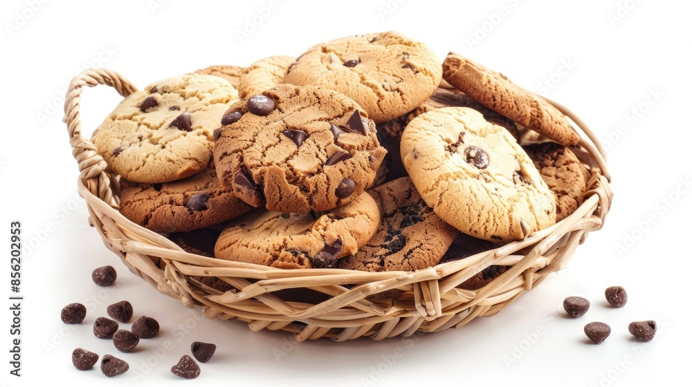Basket of cookies on a white background Basket of cookies on a white background