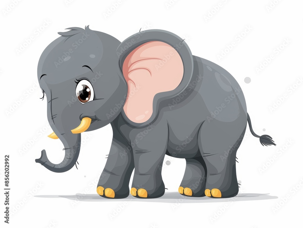 Adorable Elephant on a Simple Background for Kids Generative AI