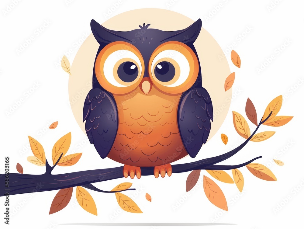 Fototapeta premium Whimsical Owl on White Background for Educational Projects Generative AI