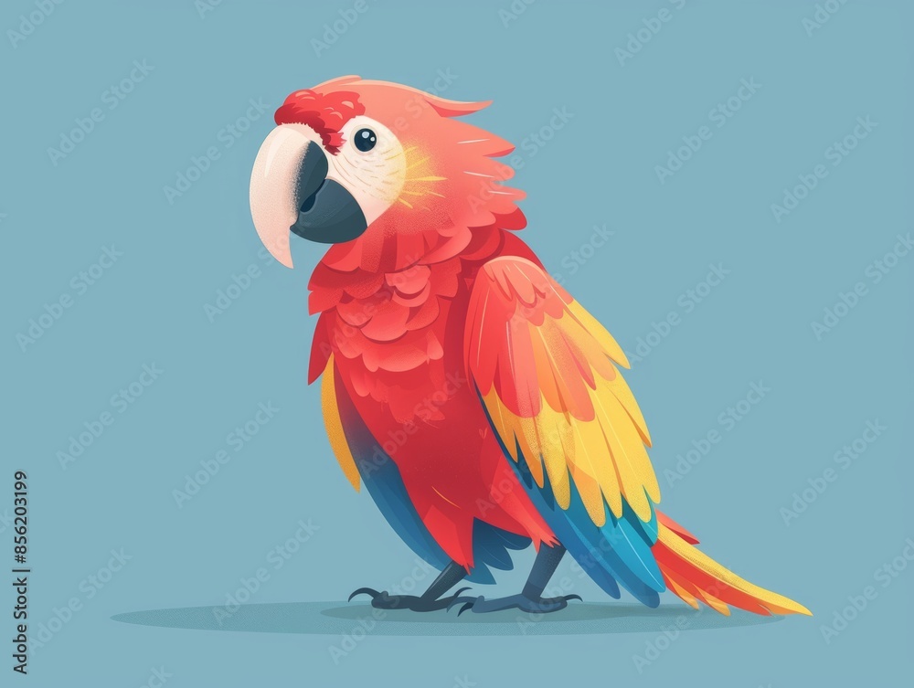Obraz premium Colorful Parrot on a Simple Background for Design Generative AI