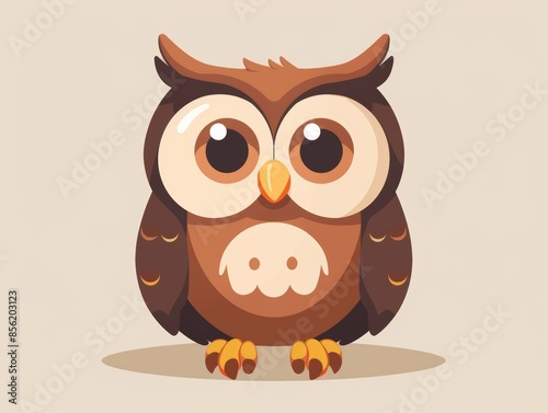 Whimsical Owl on White Background for Educational Projects Generative AI photo