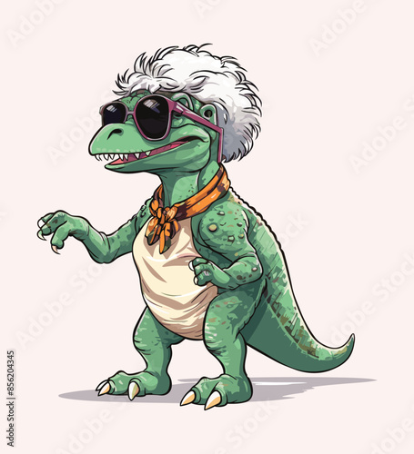 Vector cute trex dinosaur wearing a graduation hat and a lot of book illustrations with AI