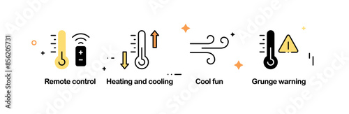 House heating, heat supply, heating boiler, gas and electric heating vector illustration.
