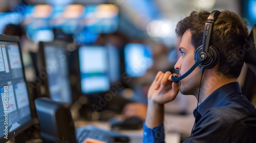 Corporate earnings conference call where analysts and investors dial in to hear managements financial results and strategic outlook, influencing stock prices and market sentiment photo