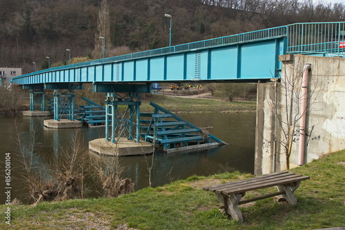 Footbridge "Srbecka lavka" over the river Berounka in Srbsko,Czech republic,Europe  © kstipek