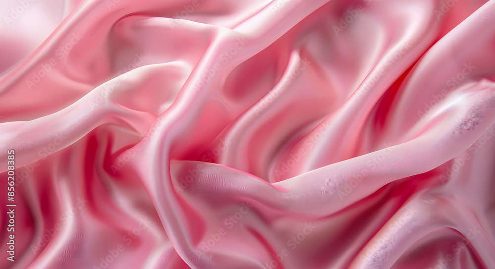 Obraz premium Pink satin fabric background with soft folds and waves