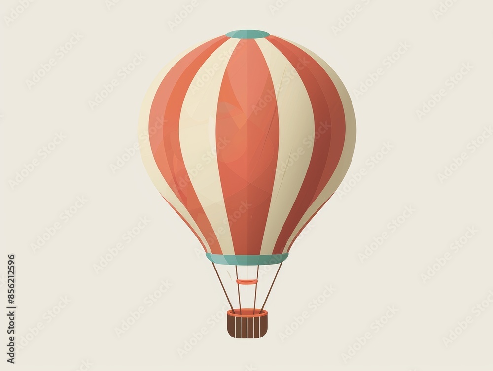 Fototapeta premium Vibrant Hot Air Balloon Soaring Above White Background Generative AI