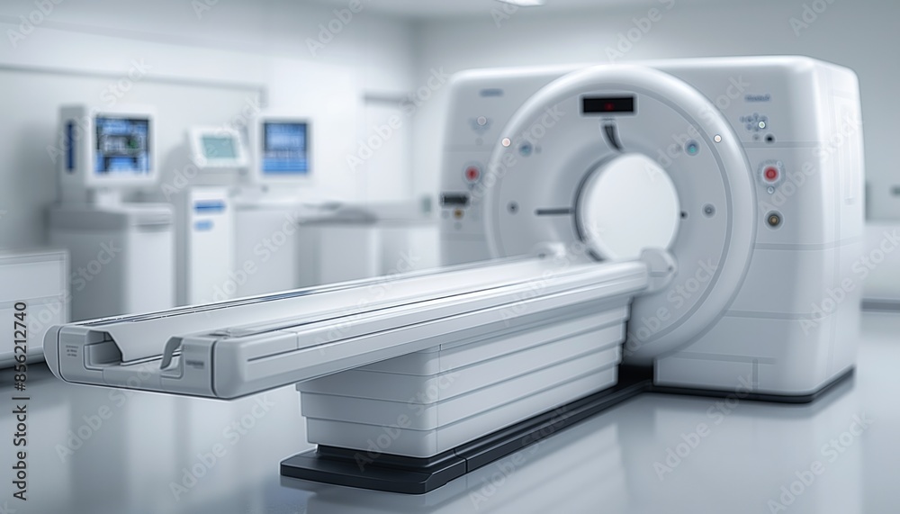 An MRI scanner with an integrated computer system, showcasing the intersection of healthcare and technology An MRI scanner with an integrated computer system, showcasing the intersection of healthcare and technology