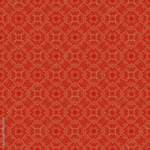 red, gold, flower, china, fabric abstract seamless pattern. design for background, wallpaper, carpet, clothing, batik, textile, embroidery, sarong, interior, floor, curtain, printing