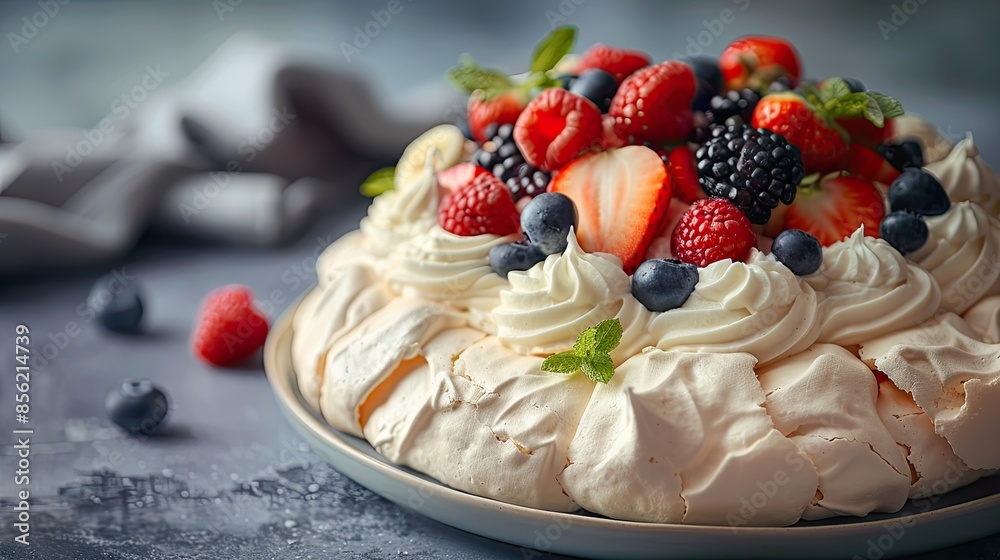 Pavlova Paradise A fluffy and airy Pavlova, adorned with fresh fruit and whipped cream, promising a sweet and satisfying experience Pavlova Paradise A fluffy and airy Pavlova, adorned with fresh fruit and whipped cream, promising a sweet and satisfying experience