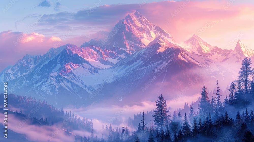 Pastel Dreams A dreamy mountain landscape, painted in soft pastel colors with a misty atmosphere, creating a serene and captivating scene Pastel Dreams A dreamy mountain landscape, painted in soft pastel colors with a misty atmosphere, creating a serene and captivating scene
