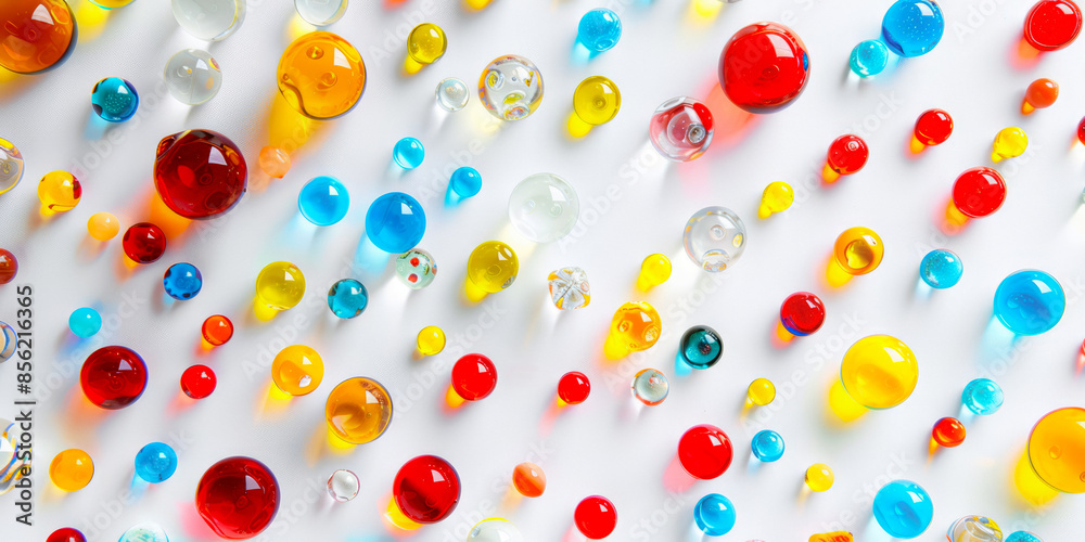 Multicolored Glass Balls On A White Background With A Top View For Wallpaper Created Using Artificial Intelligence Multicolored Glass Balls On A White Background With A Top View For Wallpaper Created Using Artificial Intelligence
