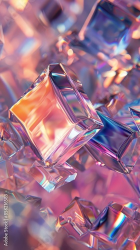 abstract background of colorful cubes with reflections photo