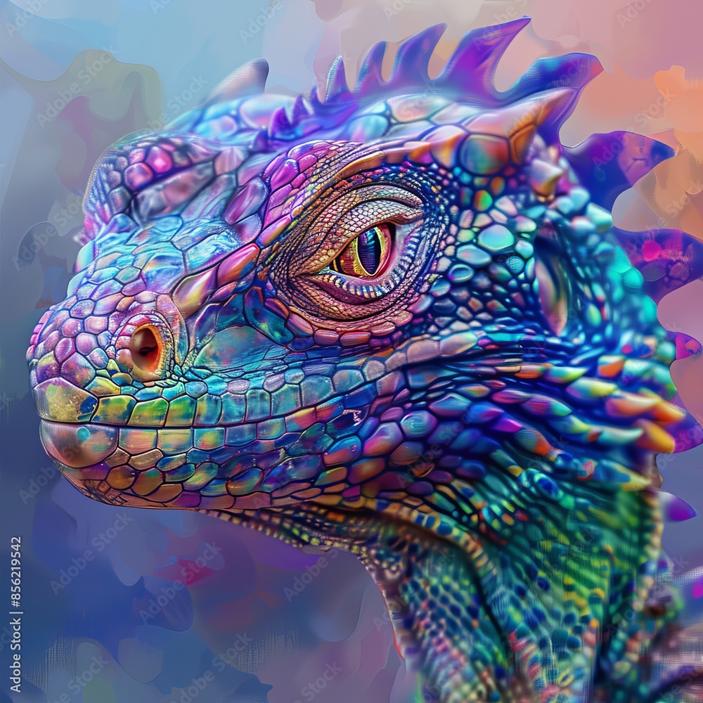 Obraz premium Abstract Iridescent Lizard Portrait