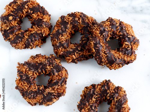 Girl Scout Cookies Samoa on Light Background