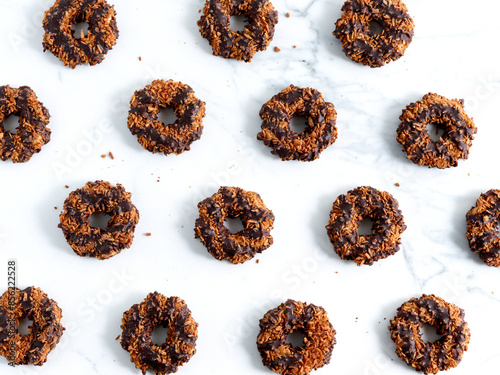 Girl Scout Cookies Samoa on Light Background