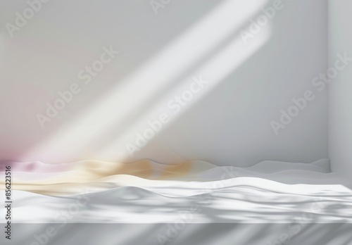 Minimalist White Room with Sunlight and Shadow