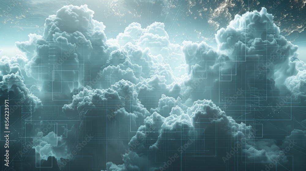 Futuristic cloud concept with digital patterns Futuristic cloud concept with digital patterns