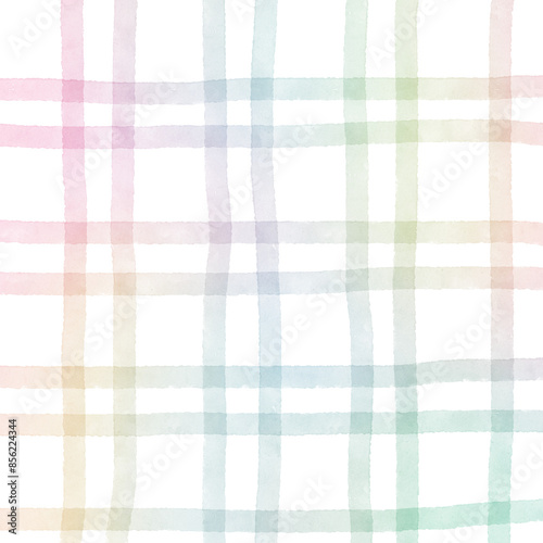 Rainbow Plaid Gingham Check Hand Drawn Background Overlay