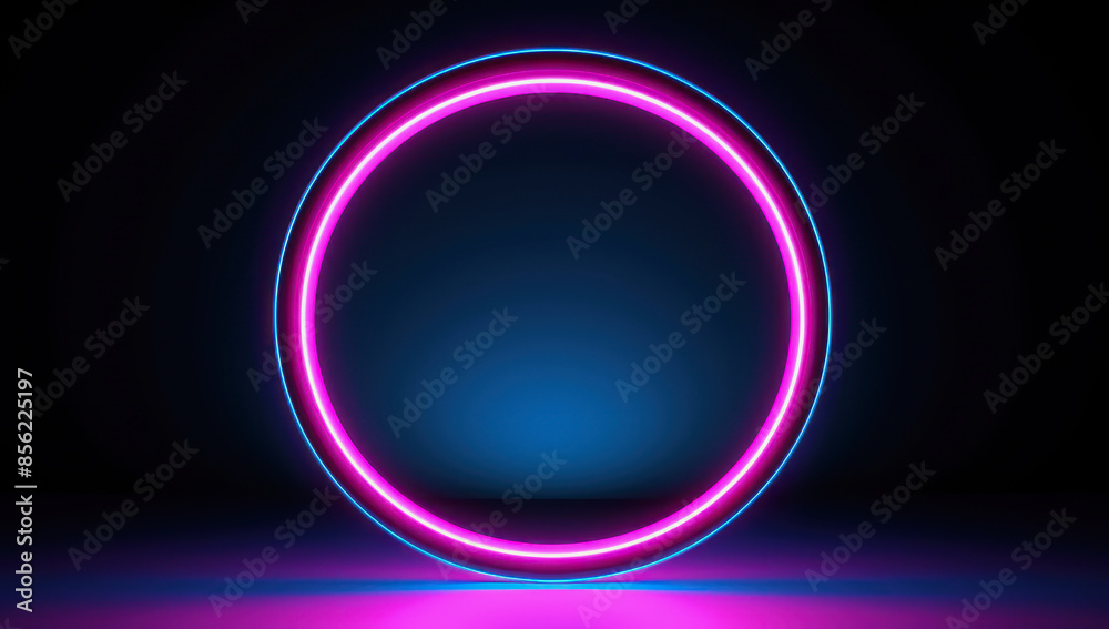 geometric background with a neon colored circle in pink and blue geometric background with a neon colored circle in pink and blue