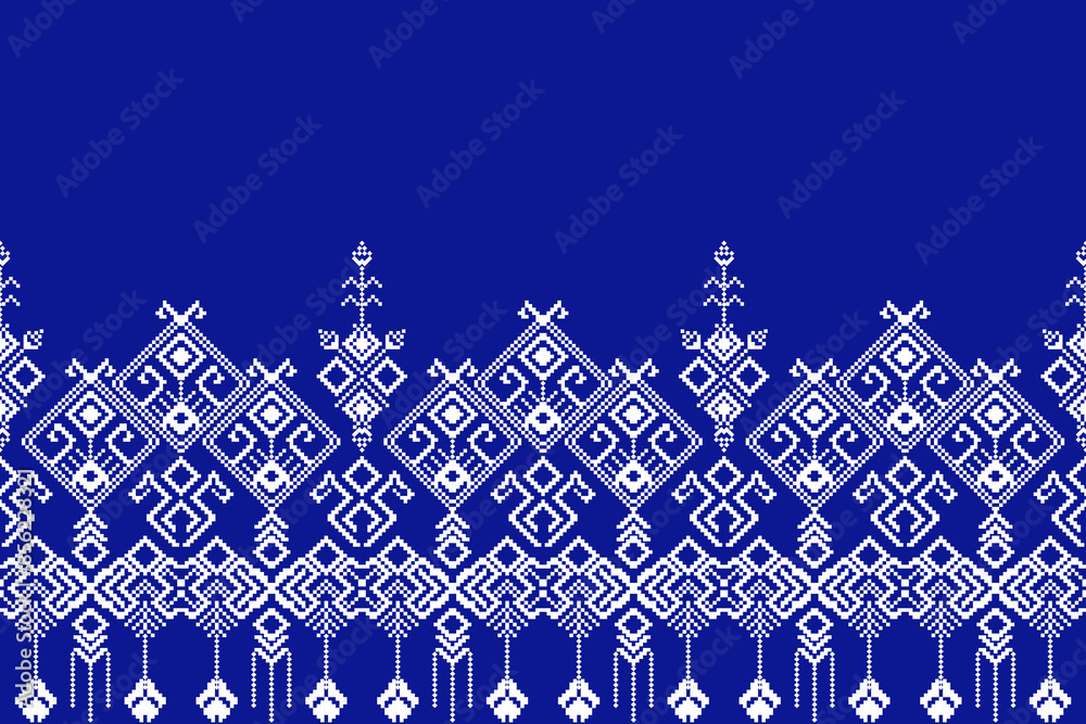 Fototapeta premium Geometric shapes and pixel design vector seamless pattern.