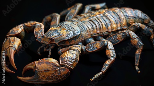 Close-up of a Brown Scorpion on Black Background