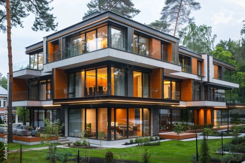 Sleek Modern Modular Townhouses with Glass Facades and Stylish Balconies