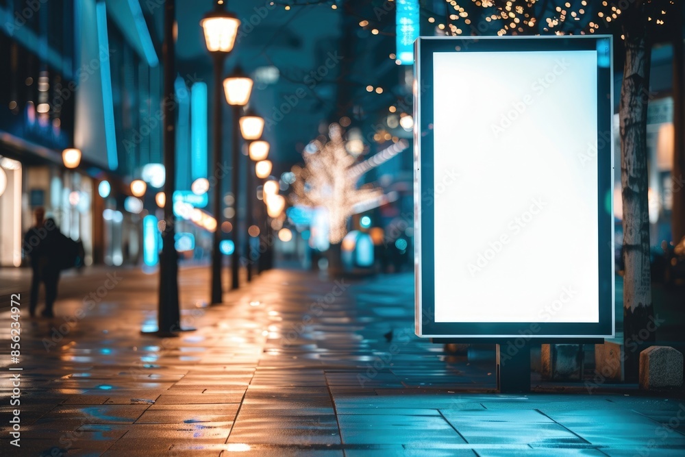 City billboard mockup with blurred background and copy space. City billboard mockup with blurred background and copy space.
