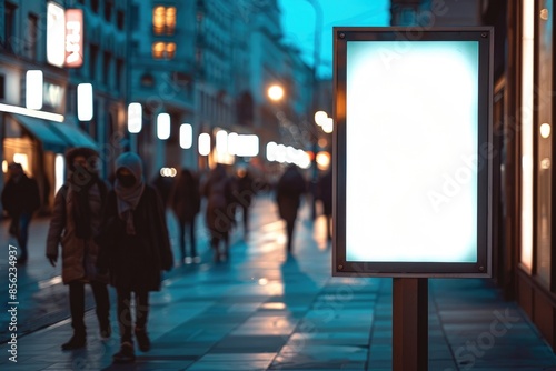 City billboard mockup with blurred background and copy space.