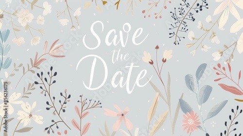 Whimsical Floral Save the Date Design for Wedding Invitations Generative AI