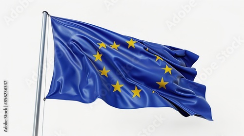 3d of the flag of the European Union waving in the wind, Ai Generated
